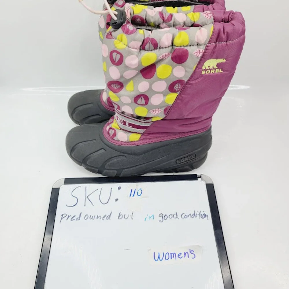 Sorel‎ Girl's Purple Gray Polka Dot NY1811-535 Insulated Mid-Calf Snow Boot 5